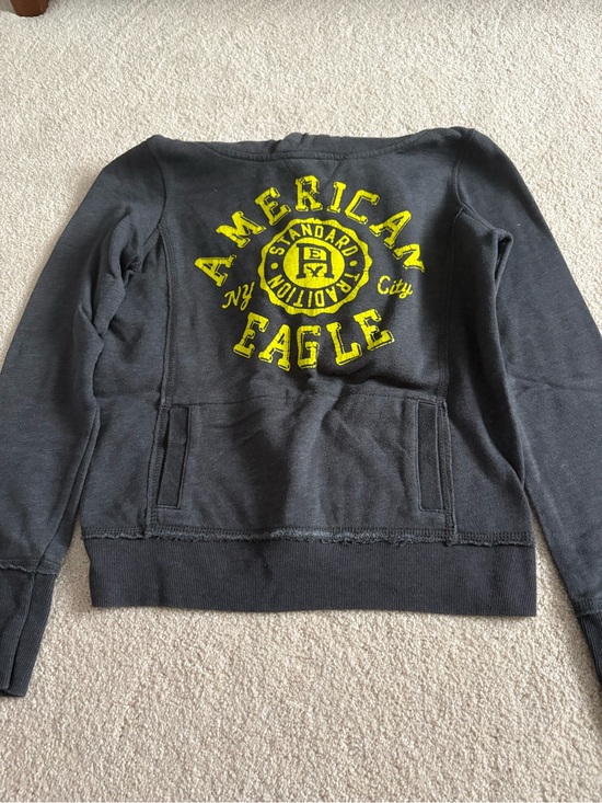 American Eagle Outfitters Tops - American Eagle Outfitters Black Sweatshirt with Yellow Logo